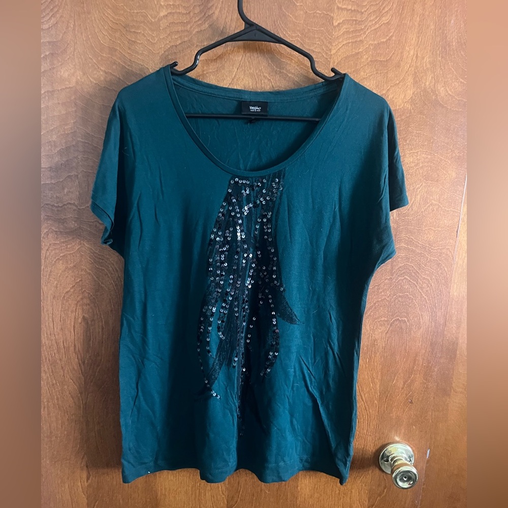 Green/teal shirt lever blouse